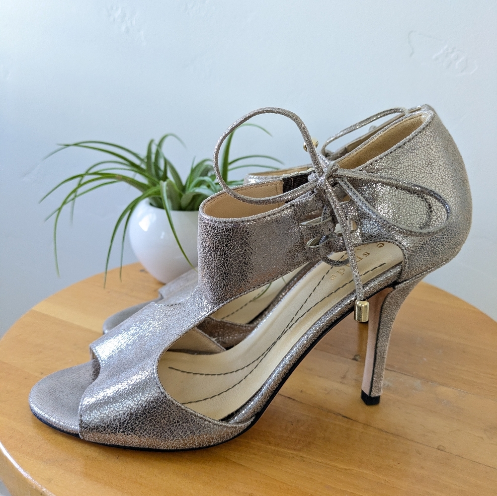 Kate Spade Metallic Silver High Heel Sandals - Picture 1 of 8